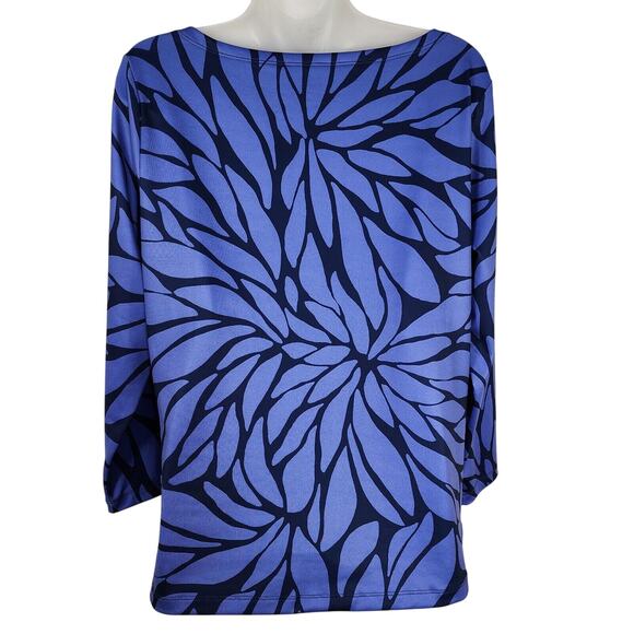 Vineyard Vines Top Womens Medium Blue Bloom Sankaty Boat Neck UPF Protection - Picture 2 of 9